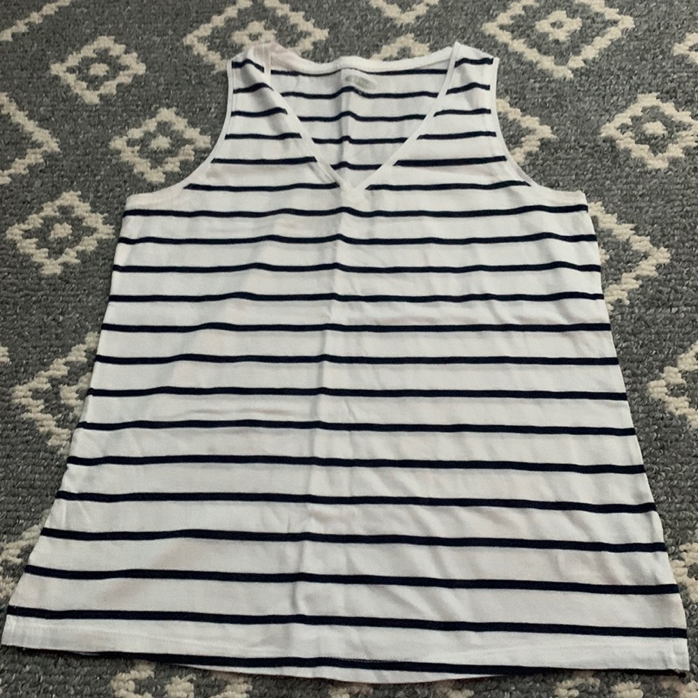 old navy tank top with navy blue stripes. Barely worn